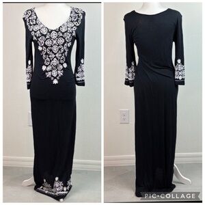 South Main lounge dress soft T shirt thin maxi puff print design long sleeve M